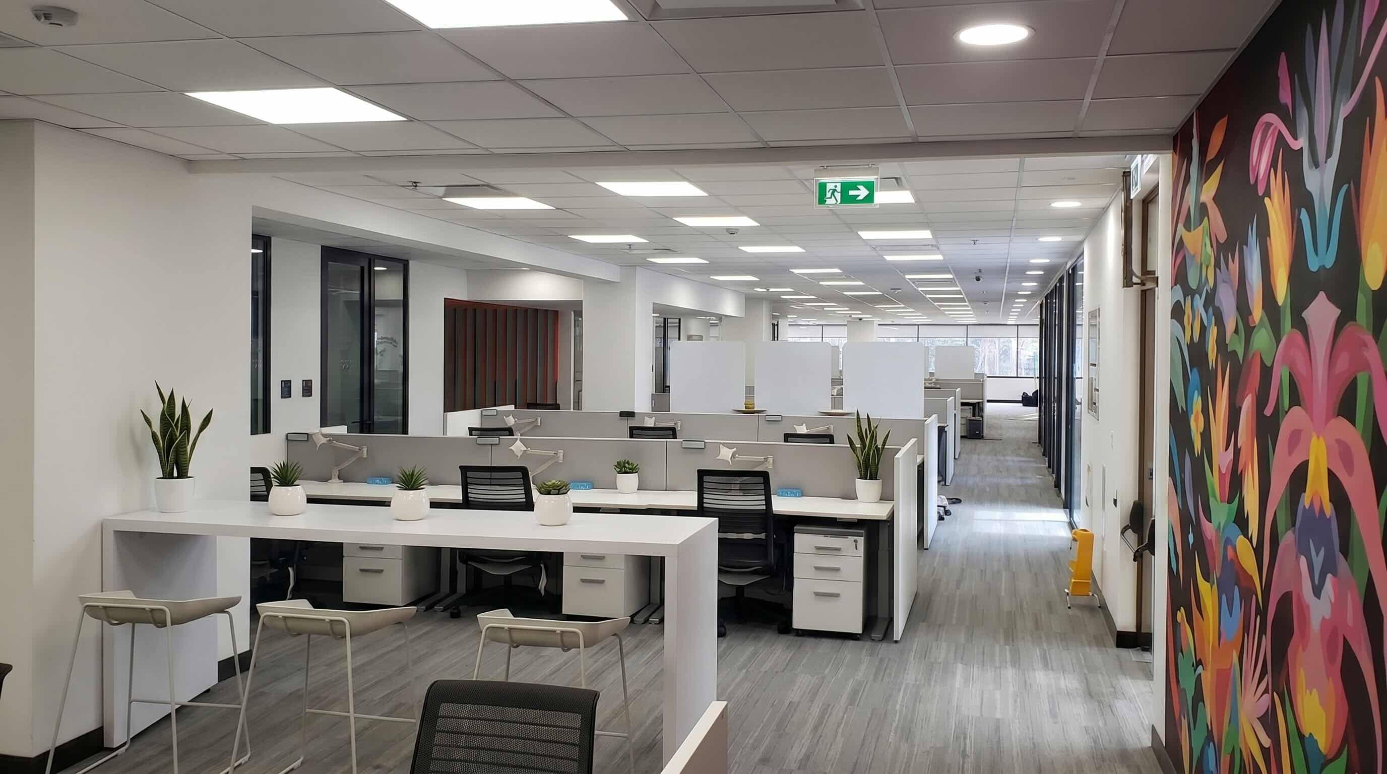 Oficina reformada en Alicante con nueva distribución, iluminación y mobiliario